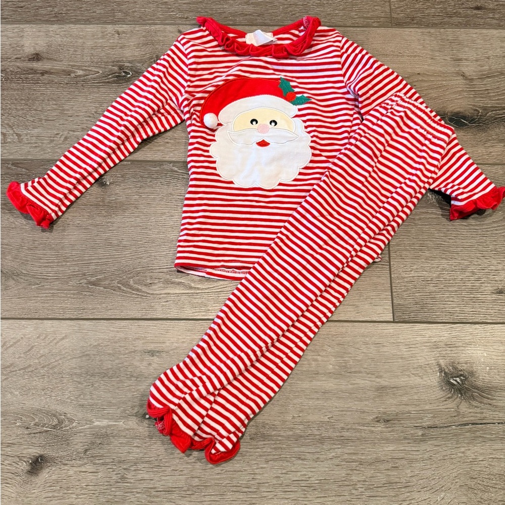 Red Striped Santa Kids Pajamas. Cecil and Lou size 4t